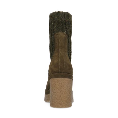 Bottines en daim avec talon cubain et plateau - vert foncé