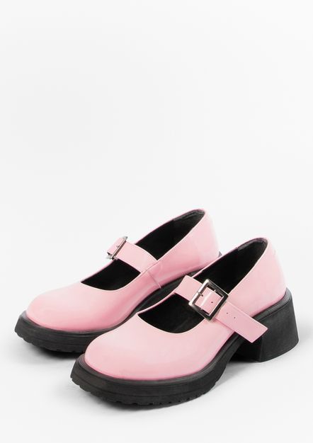 Roze leren loafers met hak 