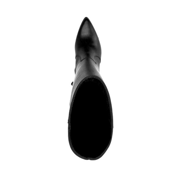 Kniehohe schwarze Lederstiefel mit Absatz