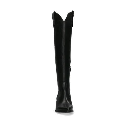 Santiags hautes en cuir - noir