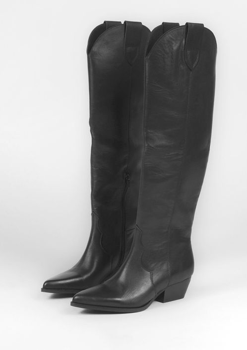 Santiags hautes en cuir - noir