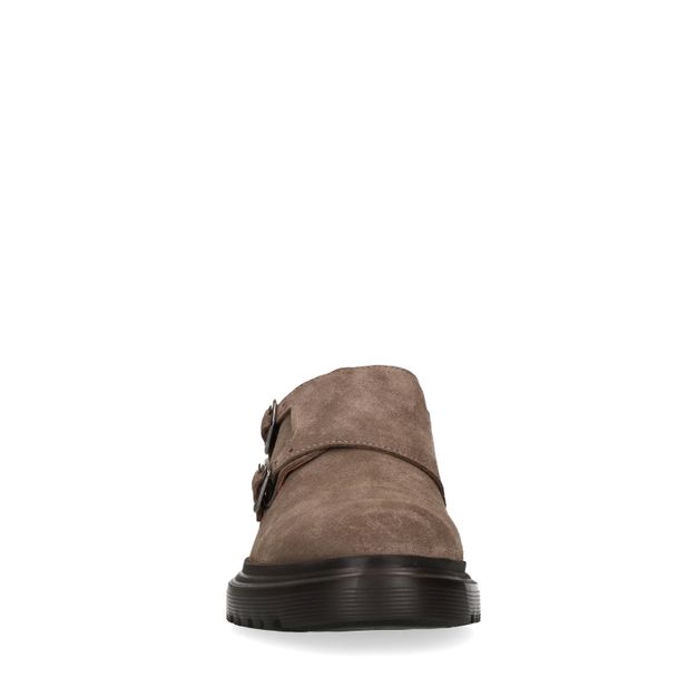 Taupefarbene Monk-Sneaker mit chunky Sohle