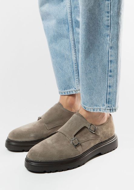 Taupe chunky monk sneakers