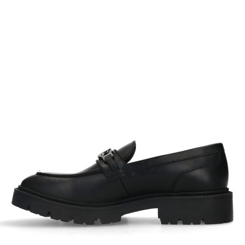 Zwarte chunky loafers met zilverkleurige chain
