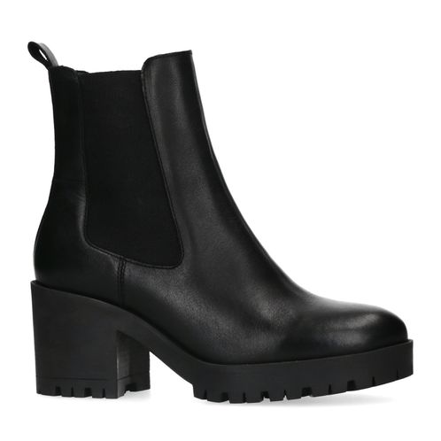 Zwarte korte leren chelsea boots met hak