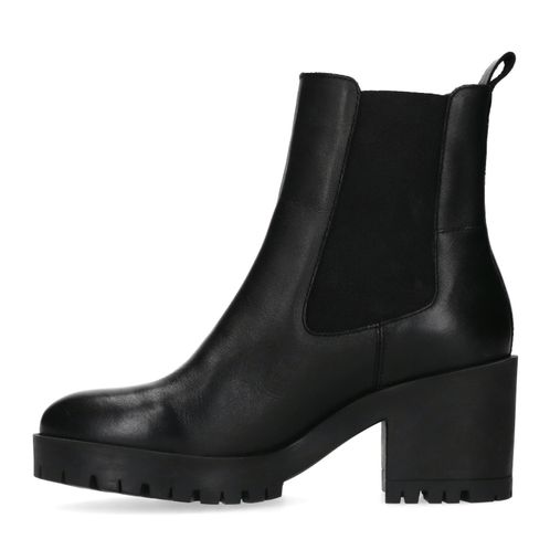 Zwarte korte leren chelsea boots met hak