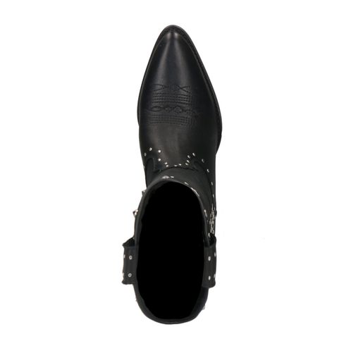 Schwarze Western Boots aus Leder mit silberfarbenen Nieten