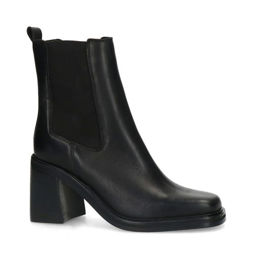 Zwarte leren Chelsea boots met blokhak