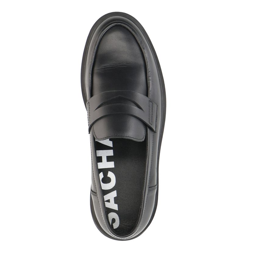 Schwarze Leder-Loafer mit chunky Sohle