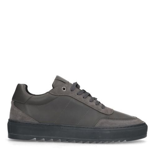 Grijze leren sneakers met suède details