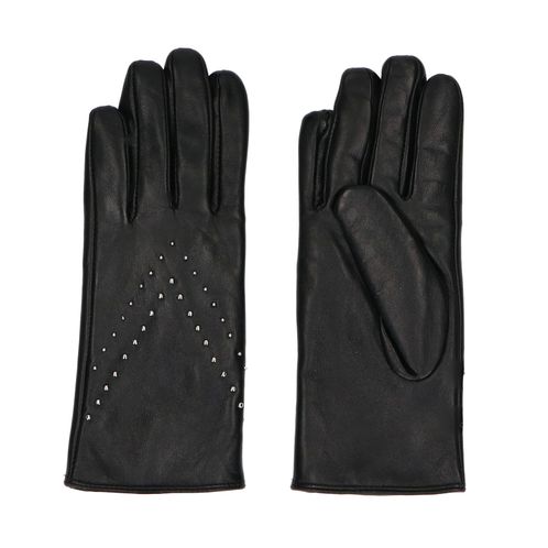 Zwarte leren handschoenen met studs
