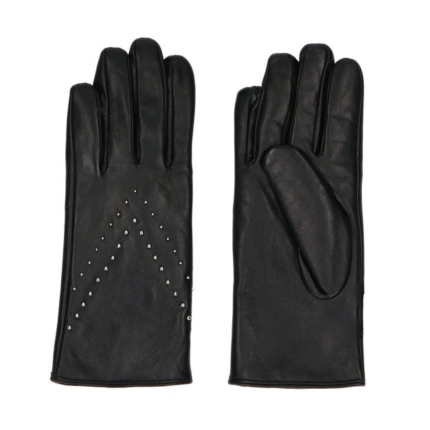 Zwarte leren handschoenen met studs
