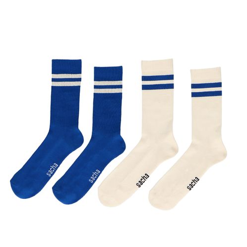 Set aus blauen und weißen Socken