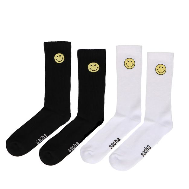 Socken-Set Smiley schwarz/weiß
