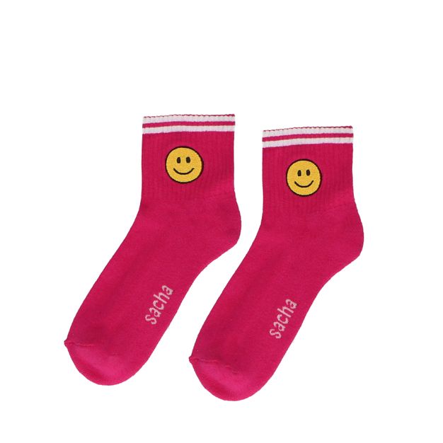 Chaussettes avec smiley - rose