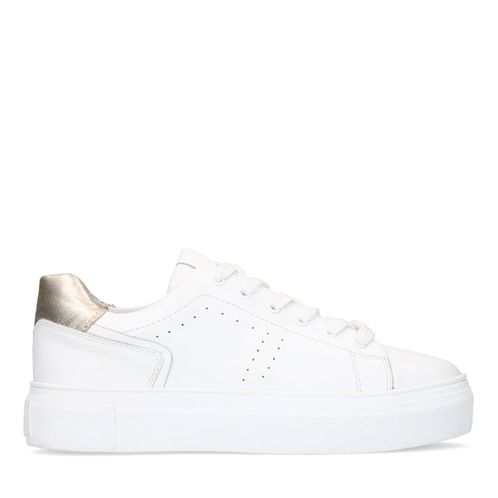 Witte leren sneakers met goudkleurig detail