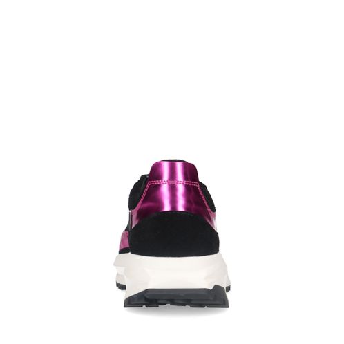 Zwarte sneakers met roze en gele details