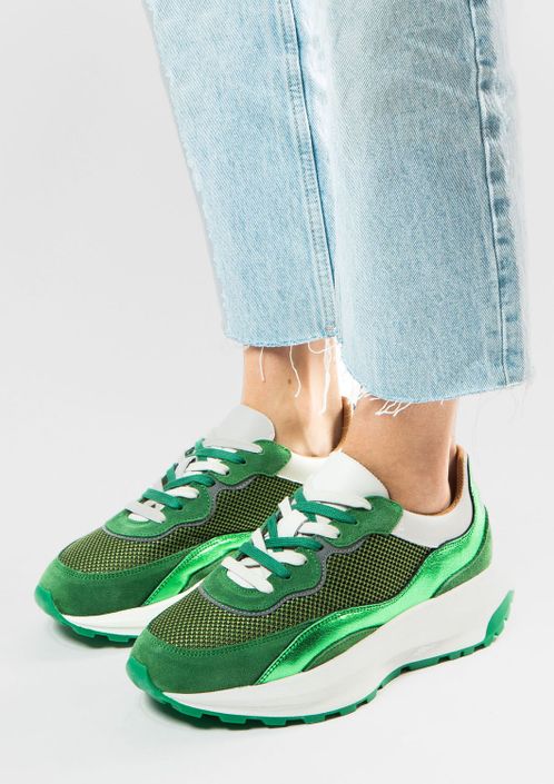 Grüne Sneaker mit Metallic-Details
