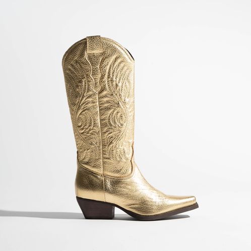 Cowboystiefel aus Leder in Gold-Metallic – limited edition