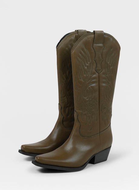 Dunkelgrüne Cowboystiefel aus Leder - limited edition
