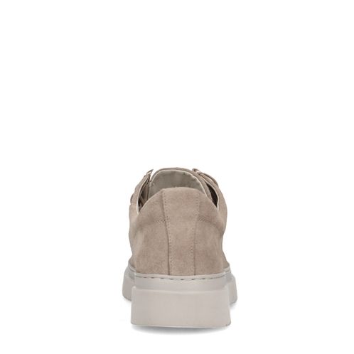 Beigefarbene Veloursleder-Schnürschuhe