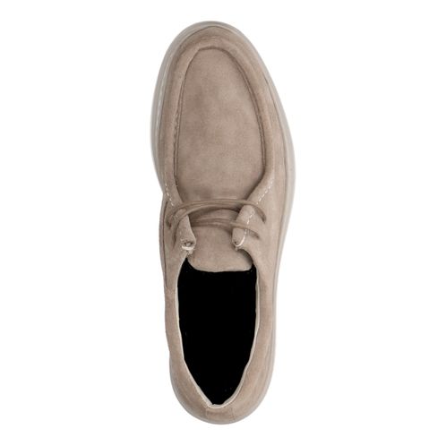 Beigefarbene Veloursleder-Schnürschuhe