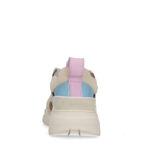 Beigefarbene Sneaker mit farbigen Details