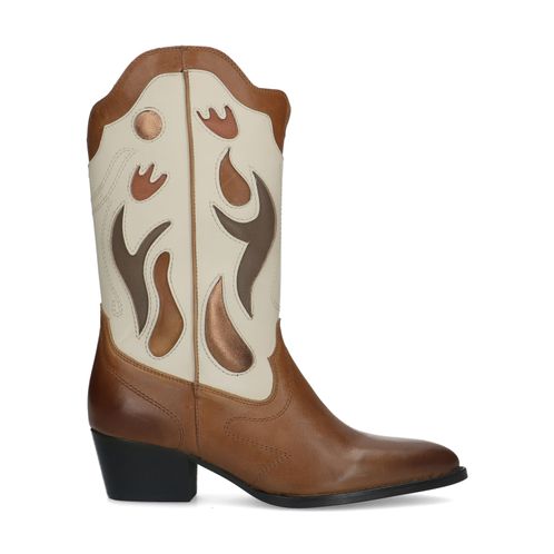 Santiags en cuir avec détails - marron