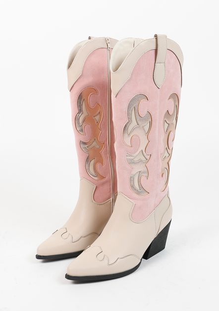 Roze cowboylaarzen met metallic details