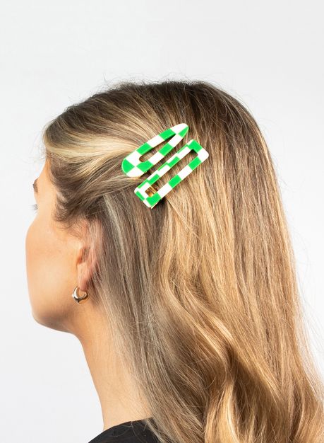 Haarspangen mit grünem Blockmuster