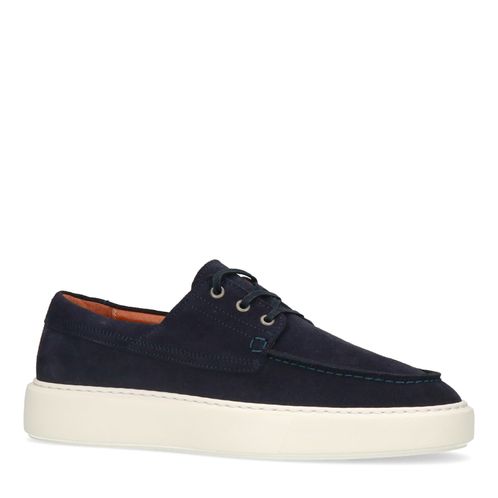 Donkerblauwe suède veterschoenen