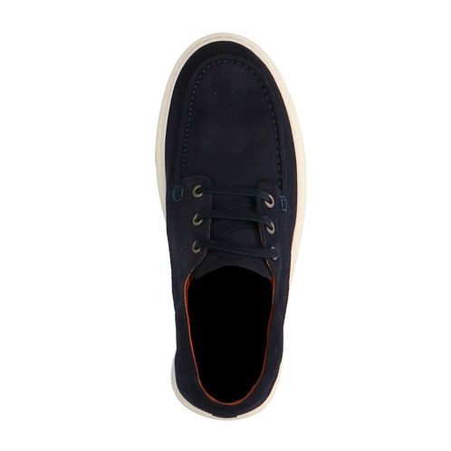 Donkerblauwe suède veterschoenen