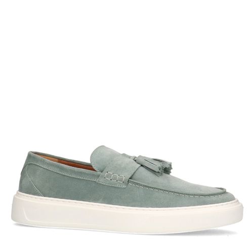 Zeegroene suède loafers met kwastjes