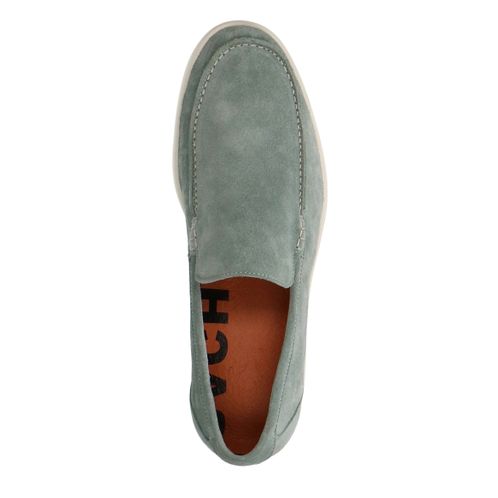 Zeegroene suède loafers