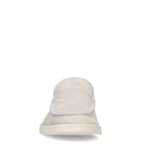 Lichtgrijze suède loafers