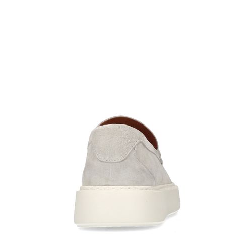 Mocassins en daim avec grosse semelle - gris clair