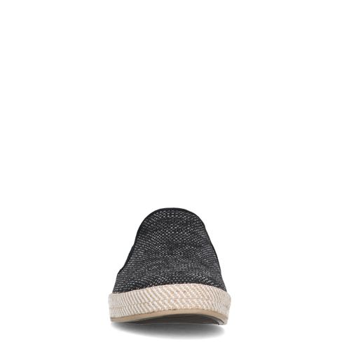 Schwarze Canvas-Loafer mit Jute-Sohle