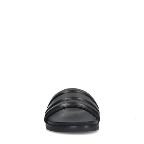 Zwarte leren slippers