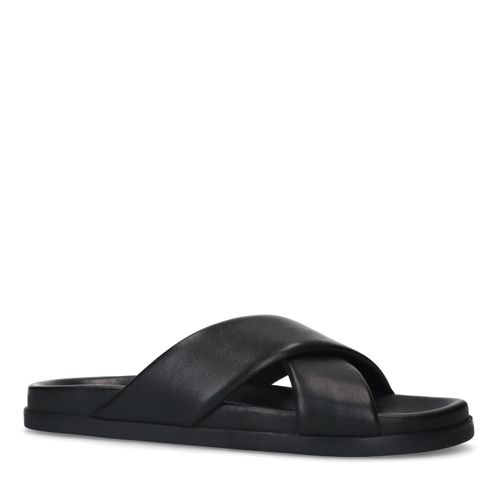 Zwarte leren slippers