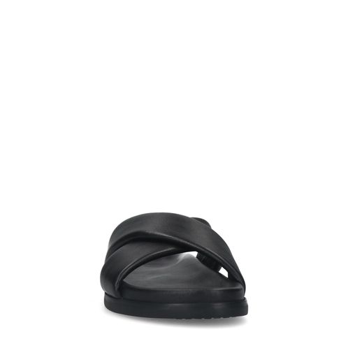 Zwarte leren slippers