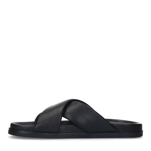Zwarte leren slippers