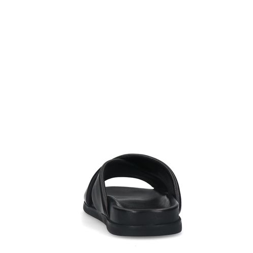 Zwarte leren slippers