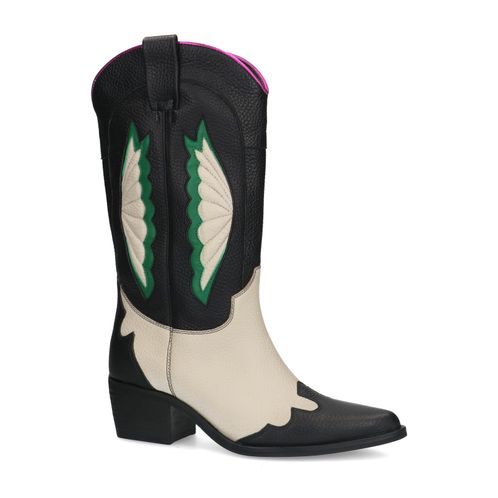 Santiags en cuir avec détails - noir