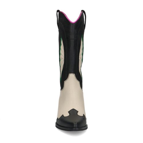 Zwarte leren cowboylaarzen met off white details
