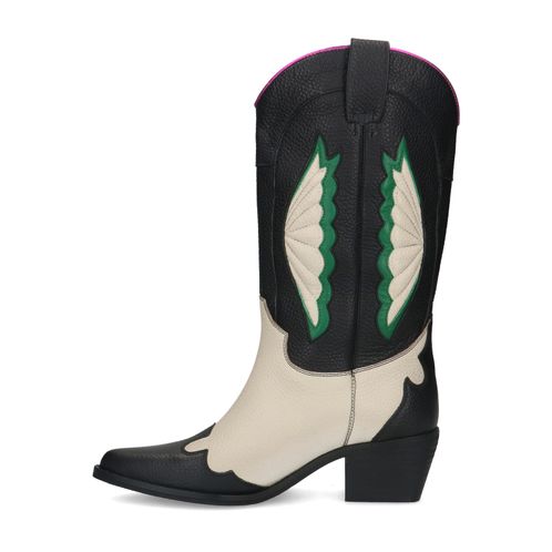 Santiags en cuir avec détails - noir