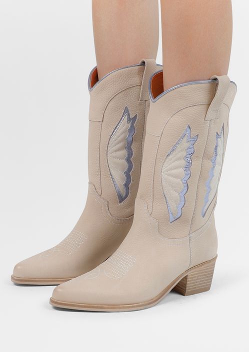 Beige leren cowboylaarzen