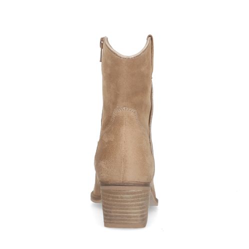 Beige suède lage cowboylaarzen
