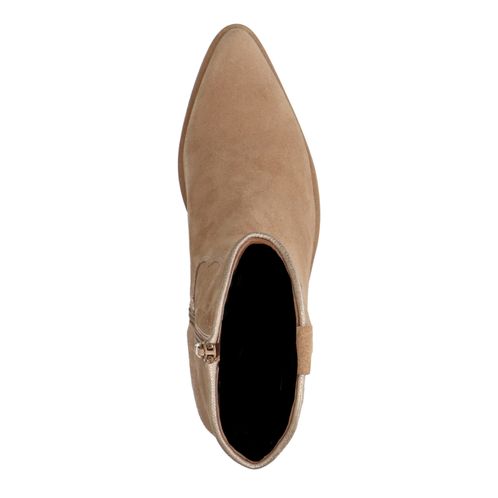 Beige suède lage cowboylaarzen