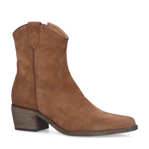 Cognac suède lage cowboylaarzen