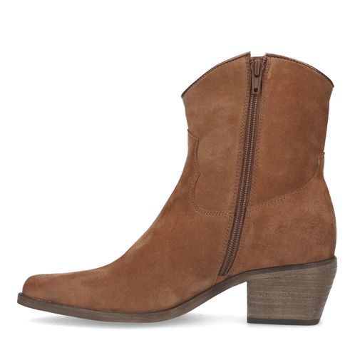 Cognac suède lage cowboylaarzen